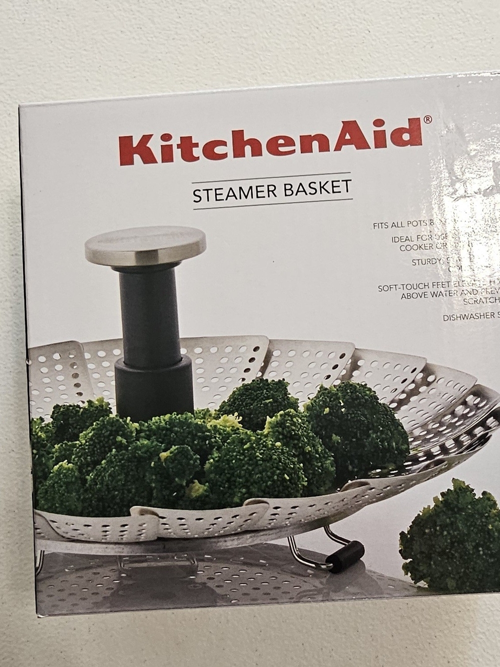 KitchenAid Stainless Steel Collapsible Steamer Basket with Black Handle